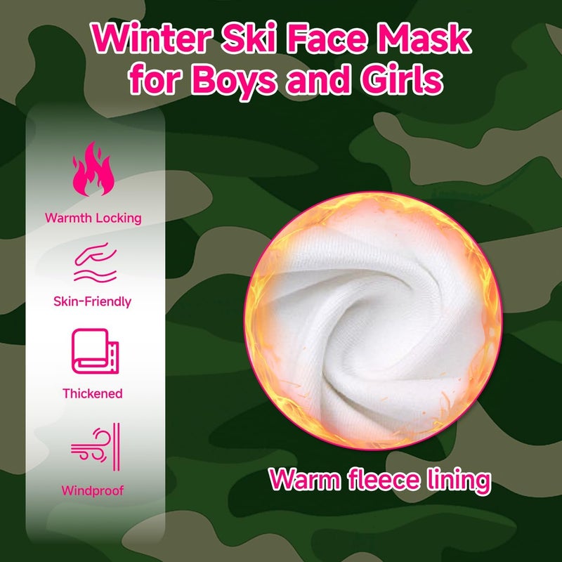 Wandx Winter Kids Balaclava Face Mask Full Fleece Gaiter Ski Mask Neck Warmer for Cold Weather Windproof Face Cover for Boys Girls - Image 2